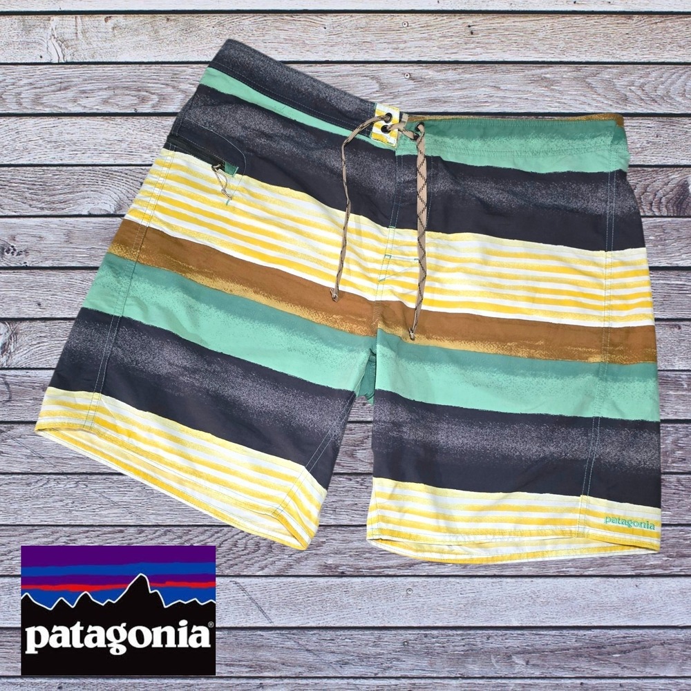 Patagonia Mens Wayfarer Stretch Board Shorts Painted Fitz Stripe Forge‎ Grey 40